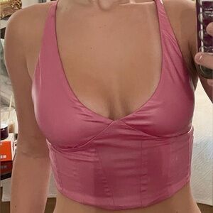 Pink Pleather Halter Bralette